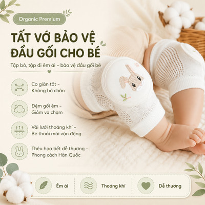 Tất Tập Bò, Vớ Tập Bò KidAndMom giúp bảo vệ đầu gối bé không bị đau khi bò chống trơn trượt