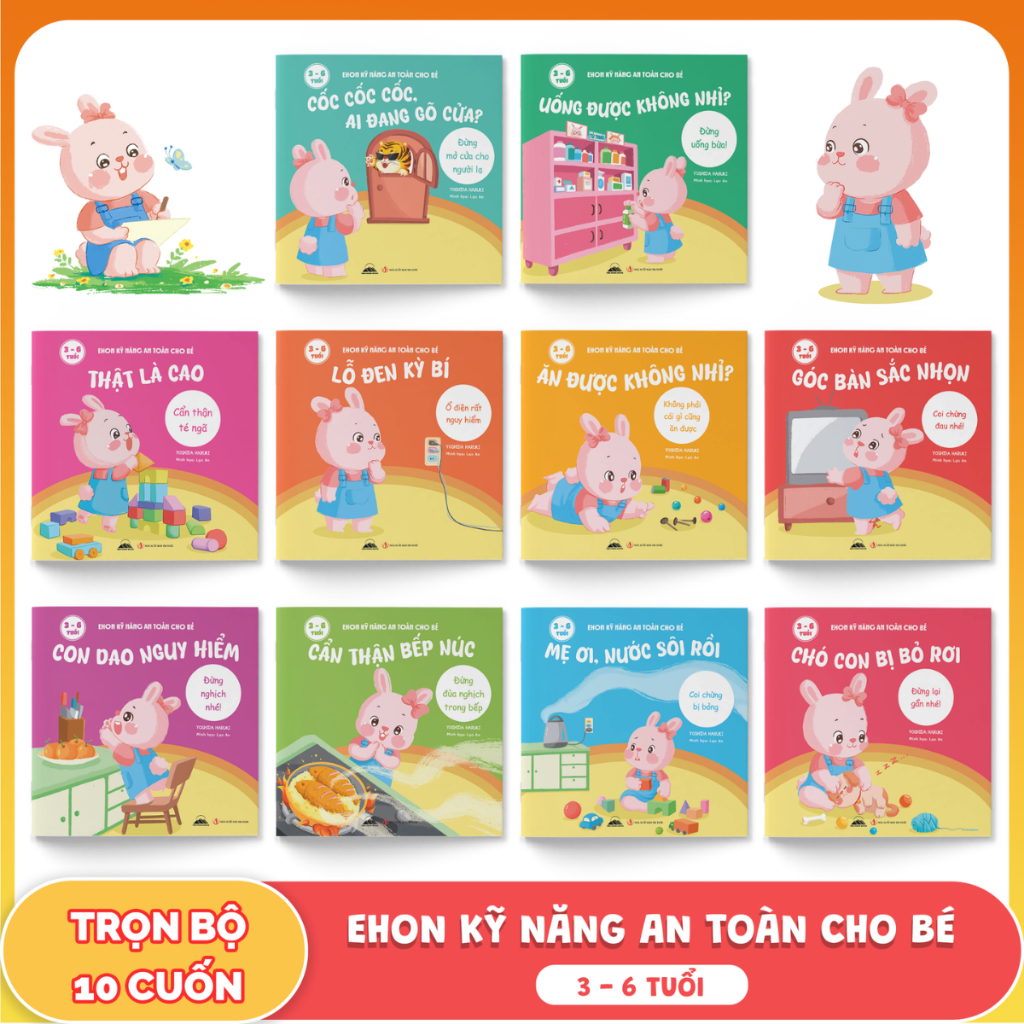 Sách - Combo 10 Cuốn Ehon Học Kỹ Năng An Toàn Cùng Thỏ Tò Mò - Ehon Giúp Bé Phát Triển Kỹ Năng