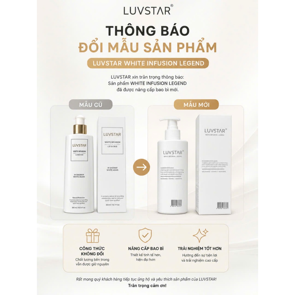 Sữa tắm truyền trắng da Luvstar Hàn Quốc