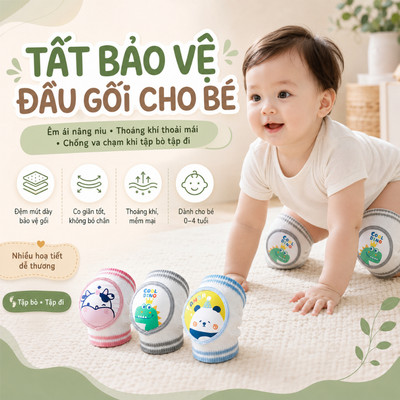 Tất Tập Bò Và Tập Đi Cho Bé KidAndMom ,Vớ Tập Bảo Vệ Đầu Gối Cho Trẻ Tránh Tổn Thương Cho Bé