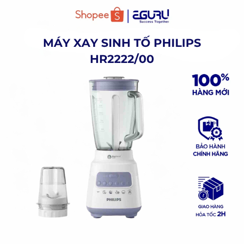 Máy Xay Sinh Tố PHILIPS HR2222/00 - Cối Bằng Thuỷ Tinh - Bảo Hành Chính Hãng