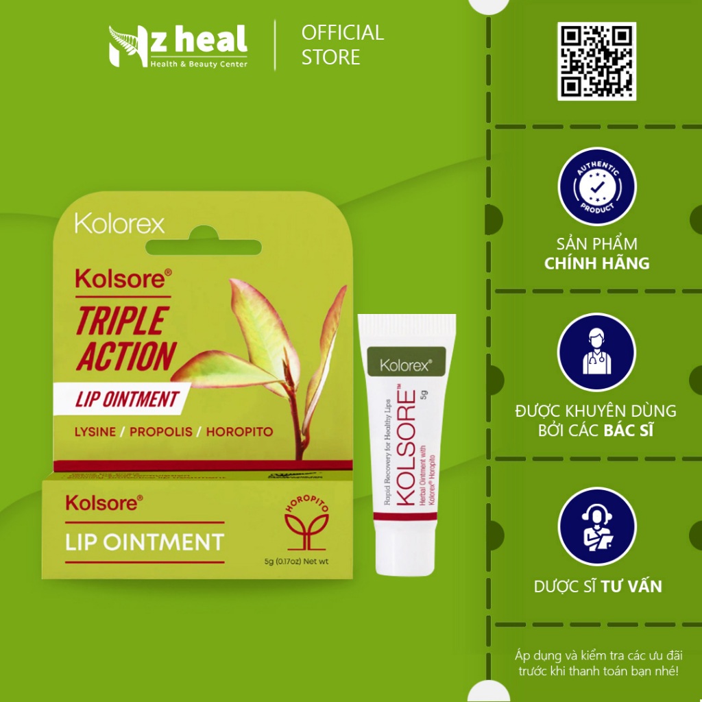 Kem giảm herpes môi Kolorex Kolsore Lip Care Ointment 5g - Nzheal