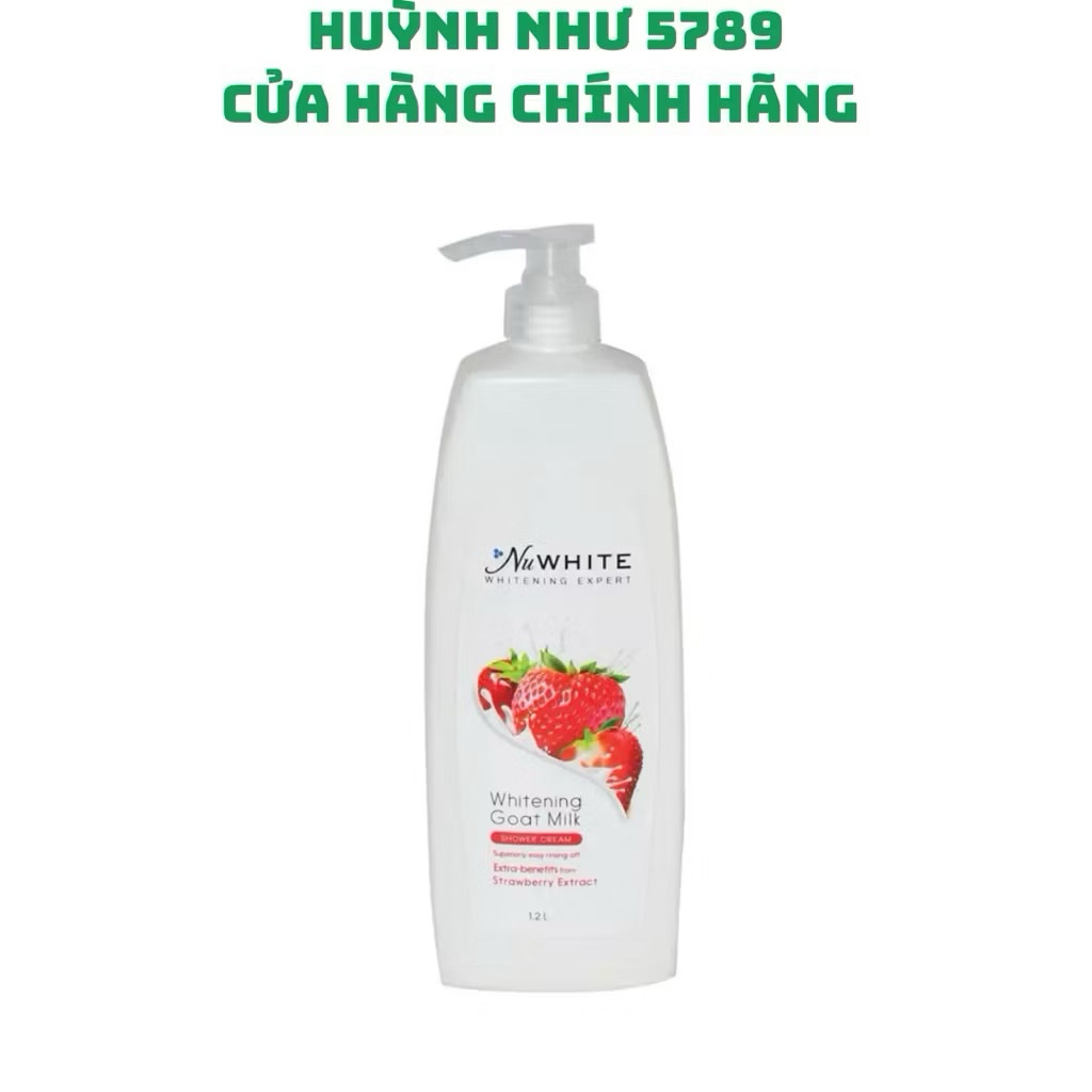 [CHÍNH HÃNG]Sữa tắm NuWhite Whitening tinh chất sữa dê dâu, 1.2 lít..