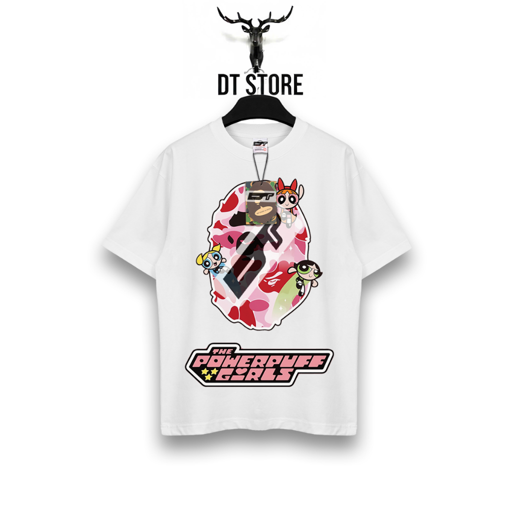 ÁO THUN  POWERPUFF GIRLS CAMO PINK - FORM RỘNG UNISEX COTTON CAO CẤP - DT STORE - BAPE037