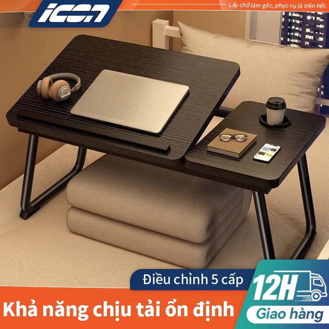 Bàn Làm Việc & Học Tập Gấp Gọn ICON - 5 Mức Điều Chỉnh, Khay Đựng Ly, Thiết Kế Đa Năng Cho Laptop Và Sách Vở