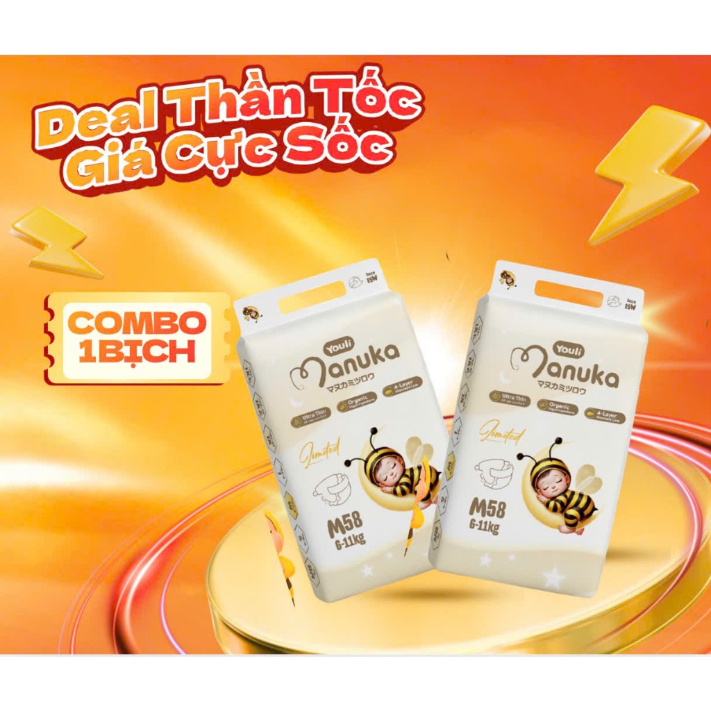 (1 BICH)Bỉm Manuka limited mềm mỏng fom to đủ size từ newbon -3xl quần cho bé