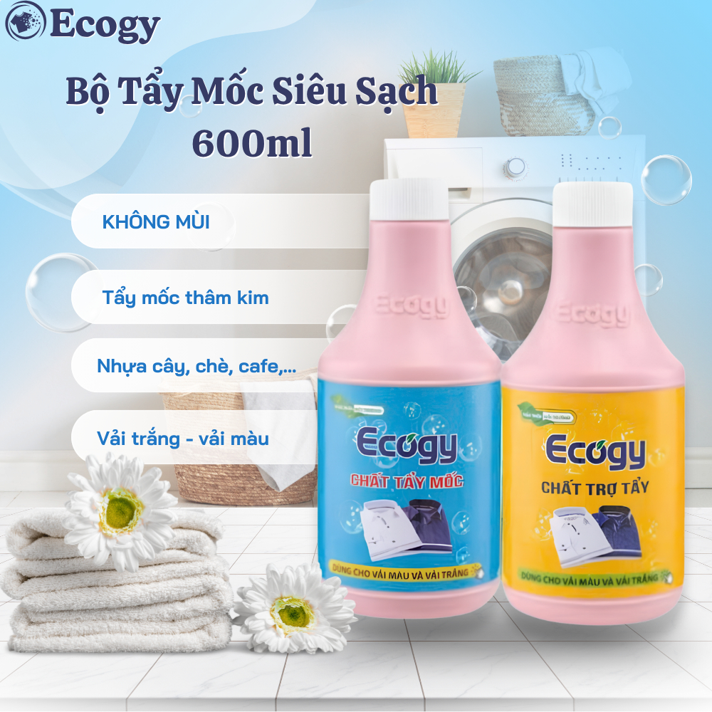 [ Bộ Tẩy Mốc Ecogy 600g ] Tẩy Mốc Siêu Sạch Ecogy không mùi tẩy mốc, két mồ hôi, nước chè, nhựa chuố