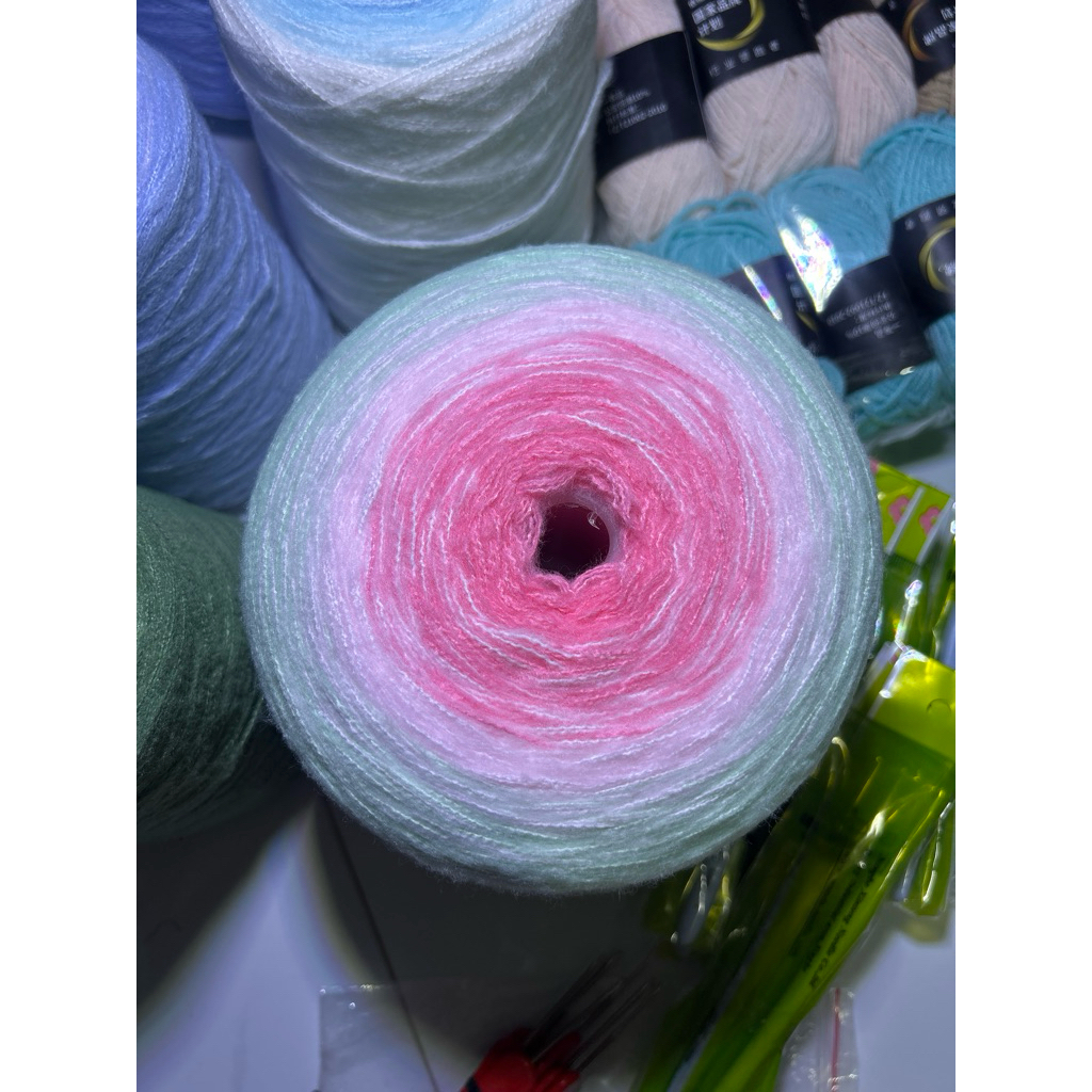 Len Sợi, Len mohair màu xanh cầu vồng 1kg có sẵn