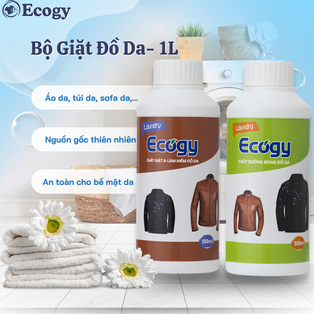 [ Bộ Giặt Đồ Da Ecogy ] Bộ Giặt Đồ Da cao cấp Ecogy 1000ml làm sạch, làm mềm và làm bóng bề mặt da n