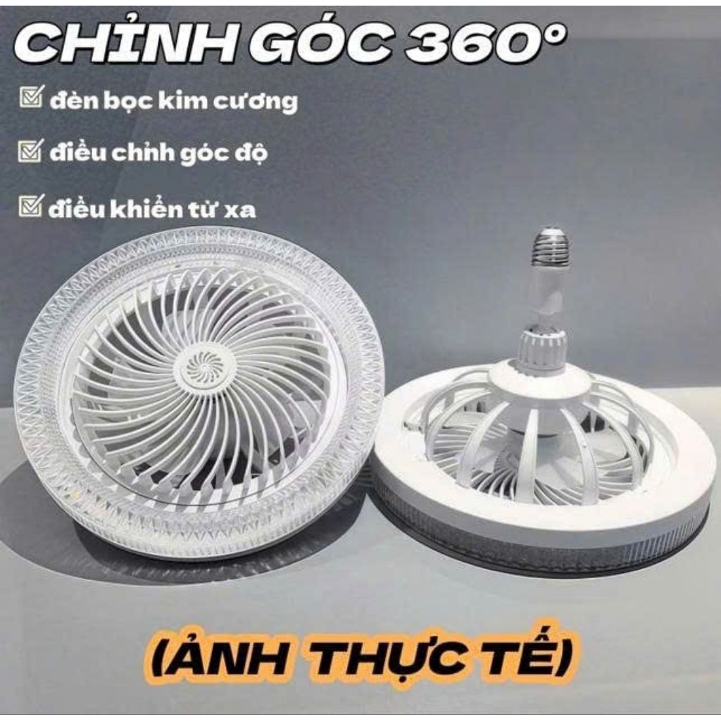 QUẠT TRẦN ĐÈN LED ĐUI E27- 3 CHẾ ĐỘ SÁNG CÓ REMOTE
