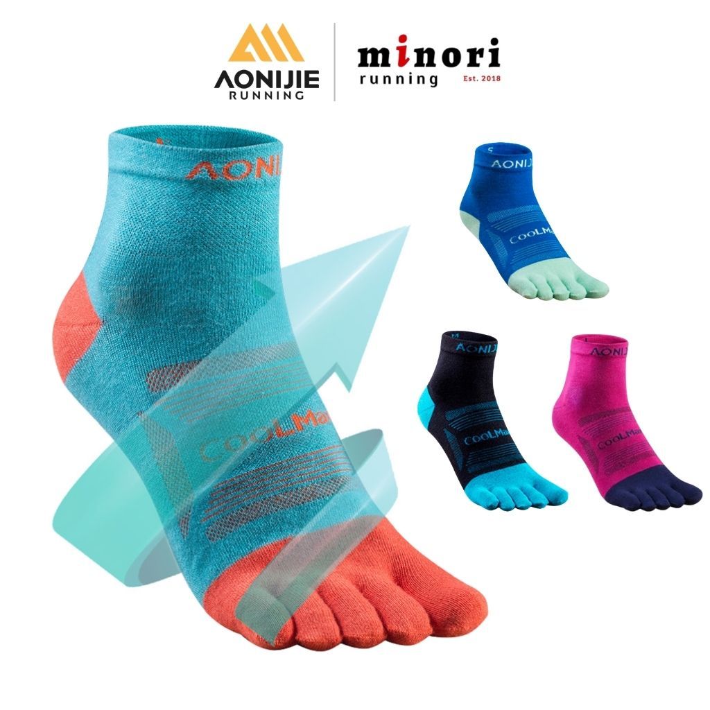 Combo 3 Đôi Tất Vớ Xỏ Ngón AONIJIE E4802 Cổ Ngắn Coolmax Chống Phồng Rộp Chạy Bộ Marathon Trail