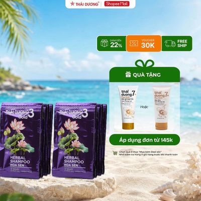 Combo 6 dây dầu gội Thái Dương 3 Hoa Sen GOLD (1 dây 10gói)
