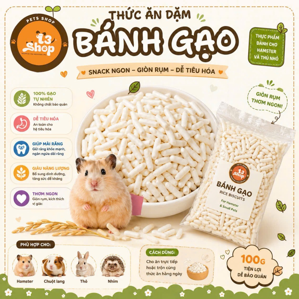 Bánh gạo dành cho hamster  /sóc -  T3 PETS SHOP