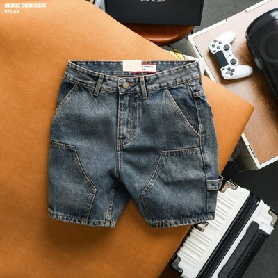 Quần short jean nam HEBOZ Forge Carpenter S38 S26 S25 dày dặn bền chắc - 00003234 00003235 00003259