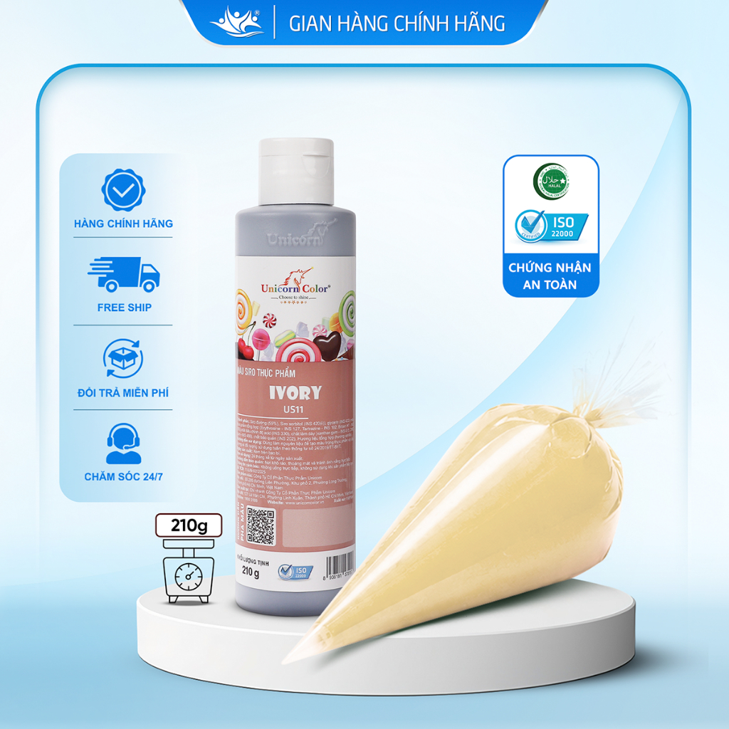 Màu Siro Thực Phẩm DaIvory Unicorn Color, Màu Làm Bánh Không Đắng Chai 210g - Unicorn Color 210g