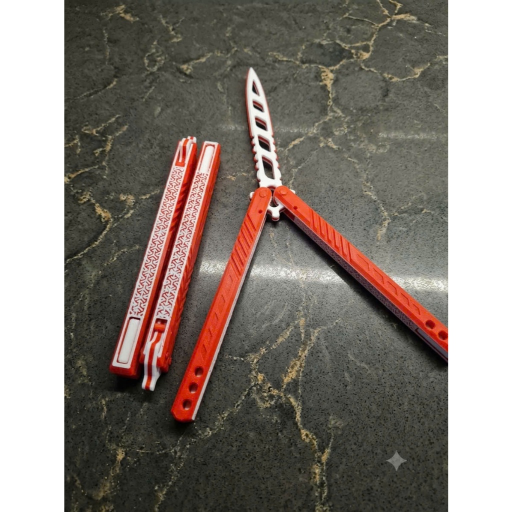 balisong hoa văn nhựa - đồ chơi xả stress - in 3d - quay tay siêu mượt