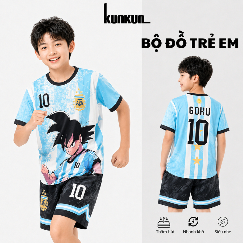 Đồ Bộ Thể Thao Bé Trai In 3D nhân vật hoạt hình Cao Cấp,Đá Banh, Bóng Rổ TP1347-1350 | KunKun Kids