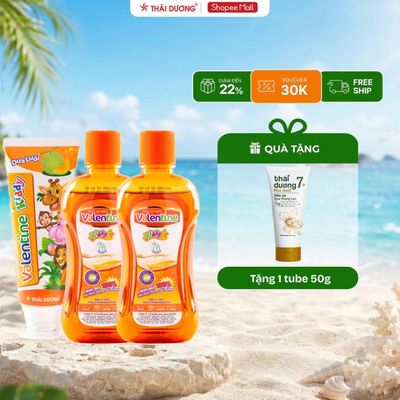 [LIVE Combo] MUA 1 Kem đánh răng trẻ em Valentine Kiddy và 2 Nước Súc Miệng Kiddy tặng 1 Tube 7 Plus Gold 50g