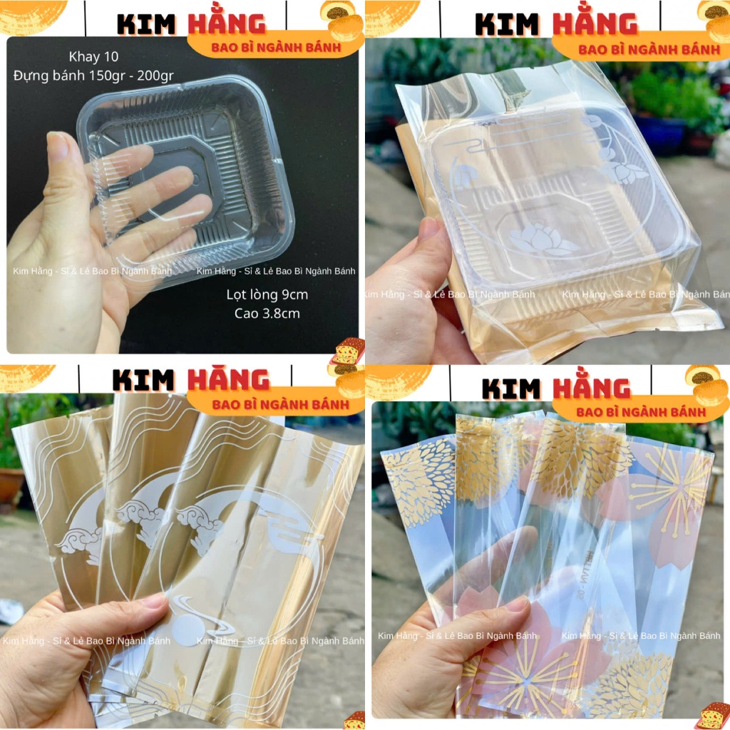 100 Khay trong 10 đựng bánh trung thu 150gr - 180gr - 200gr -  Khay 10 kèm túi hàn miệng đựng bánh t