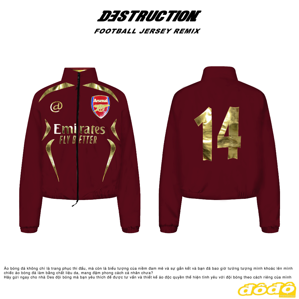 [1/1 CUSTOM LIMITED] Áo khoác kaki Arsenal 14 local brand Destruction