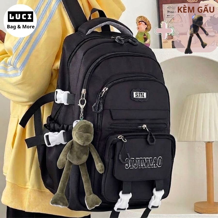 Balo học sinh Balo đi học nam nữ basic nhiều ngăn vải trượt nước Luci B50 đựng vừa laptop 15.6inch