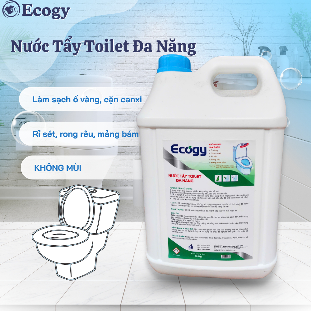 Nước Tẩy Toilet Đa Năng Ecogy 10L không mùi hôi, tẩy mảng bám, ố vàng, rong rêu, rỉ sét... trên các 