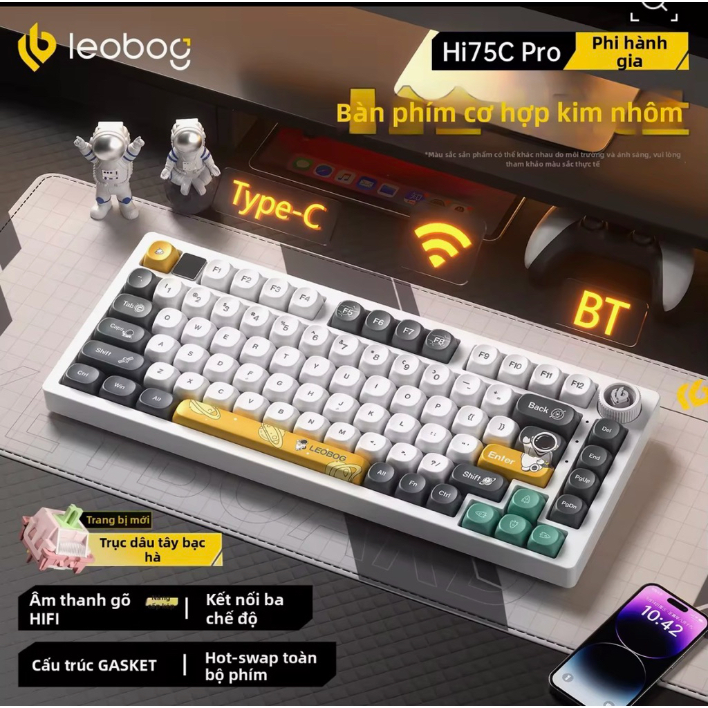 Bàn phím cơ không dây LEOBOG HI75C PRO 3 mode kết nối