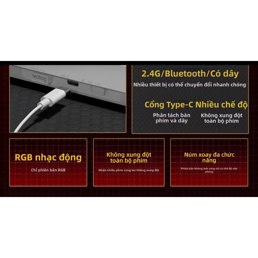 Bàn phím cơ nhôm không dây LEOBOG HI75C PRO 3 mode kết nối | BigBuy360 - bigbuy360.vn