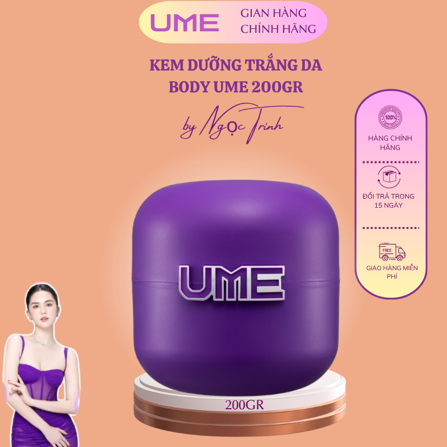 Kem Body Trắng Da UME, Kem Dưỡng Da Body Cấp Ẩm Mịn Màng, Mờ Thâm, Chống Nắng, Phục Hồi Da Hộp 200g