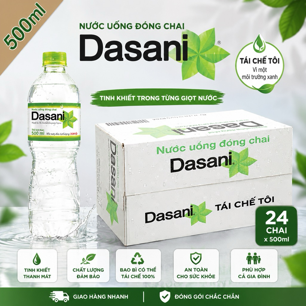 Thùng 24 Chai Nước Dasani 500ml Chính Hãng•Date Mới•Hoả Tốc