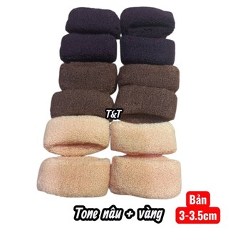 Túi 12 Len cột tóc mềm giãn tone nâu (bản 3-3.5cm)