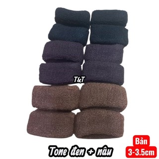 Túi 12 Len cột tóc mềm giãn tone nâu (bản 3-3.5cm)