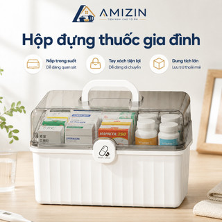 Hộp Đựng Thuốc 3 Tầng, Hộp Đựng Thuốc, Đồ Y Tế Gia Đình Có Tay Cầm, Khóa Đóng Mở An Toàn Q080