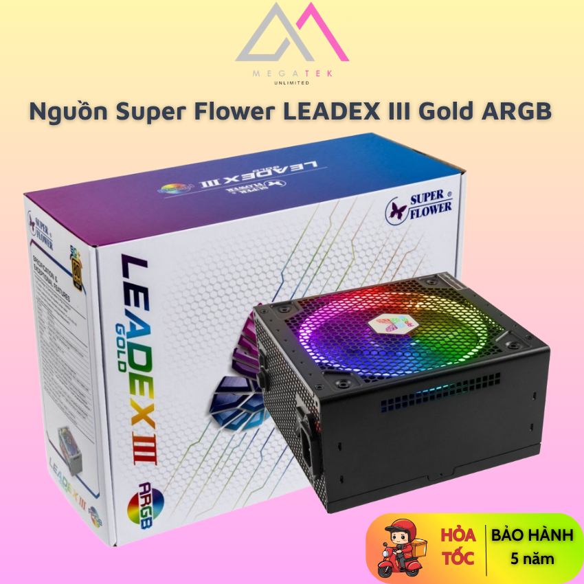 Nguồn Super Flower LEADEX III Gold ARGB 750W Black 80 Plus Gold| Full Modular | ECO Fan | Bảo Hành 6