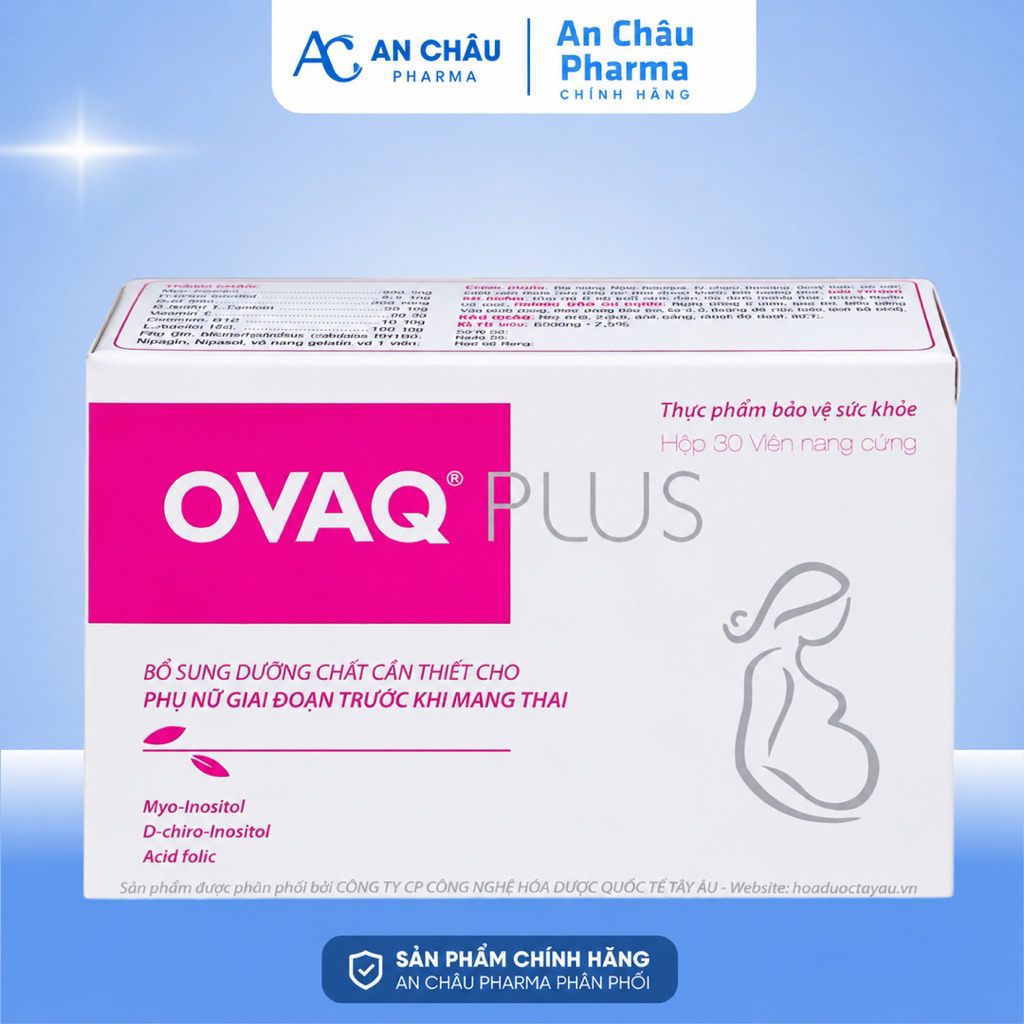 Viên uống Ovaq Plus bổ sung dinh dưỡng cho phụ nữ trước khi mang thai (Hộp 30 Viên)