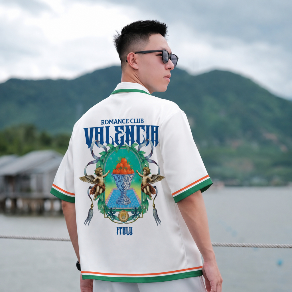 Áo Lụa VALENCIA ROMANCE STUDIO Cao Cấp Không Nhăn New 2026 Unisex Nam Nữ Full Tag Mác