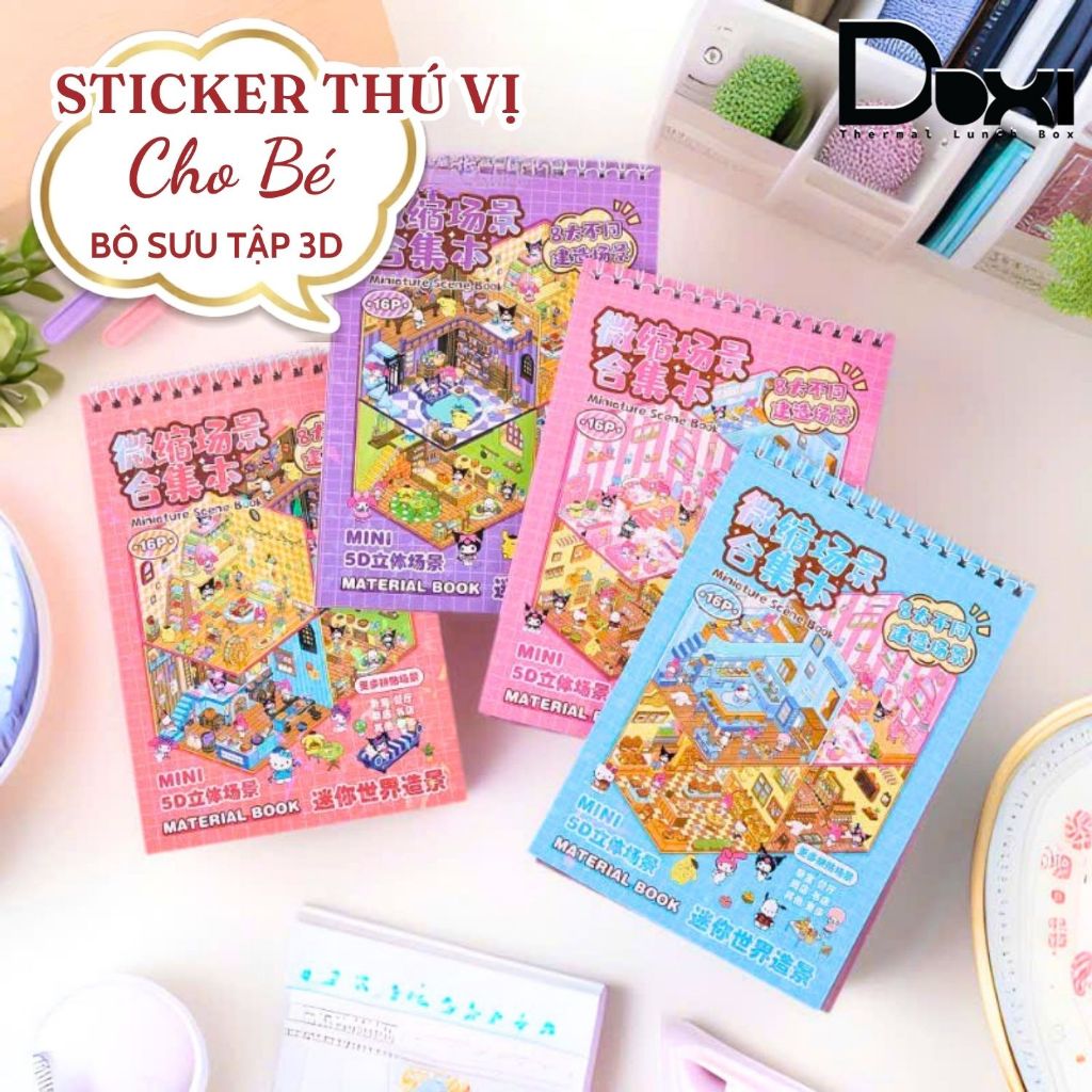 Sách Sticker 3D Miniature Scene Book Cho Bé – Bộ Dán Hơn 500 Sticker Tạo Thế Giới Tí Hon 3D DIY Giáo