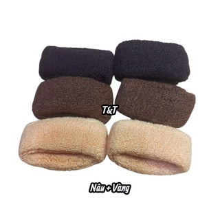 Túi 12 Len cột tóc mềm giãn tone nâu (bản 3-3.5cm)