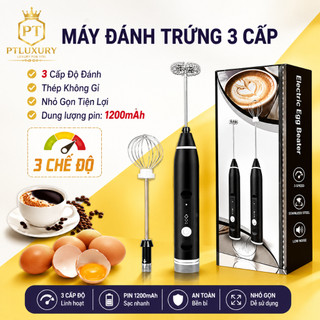 Máy Đánh Bọt Cafe Cầm Tay Không Dây Chính Hãng 3 Cấp Độ, Hỗ Trợ Sạc Pin - PTLUXURY
