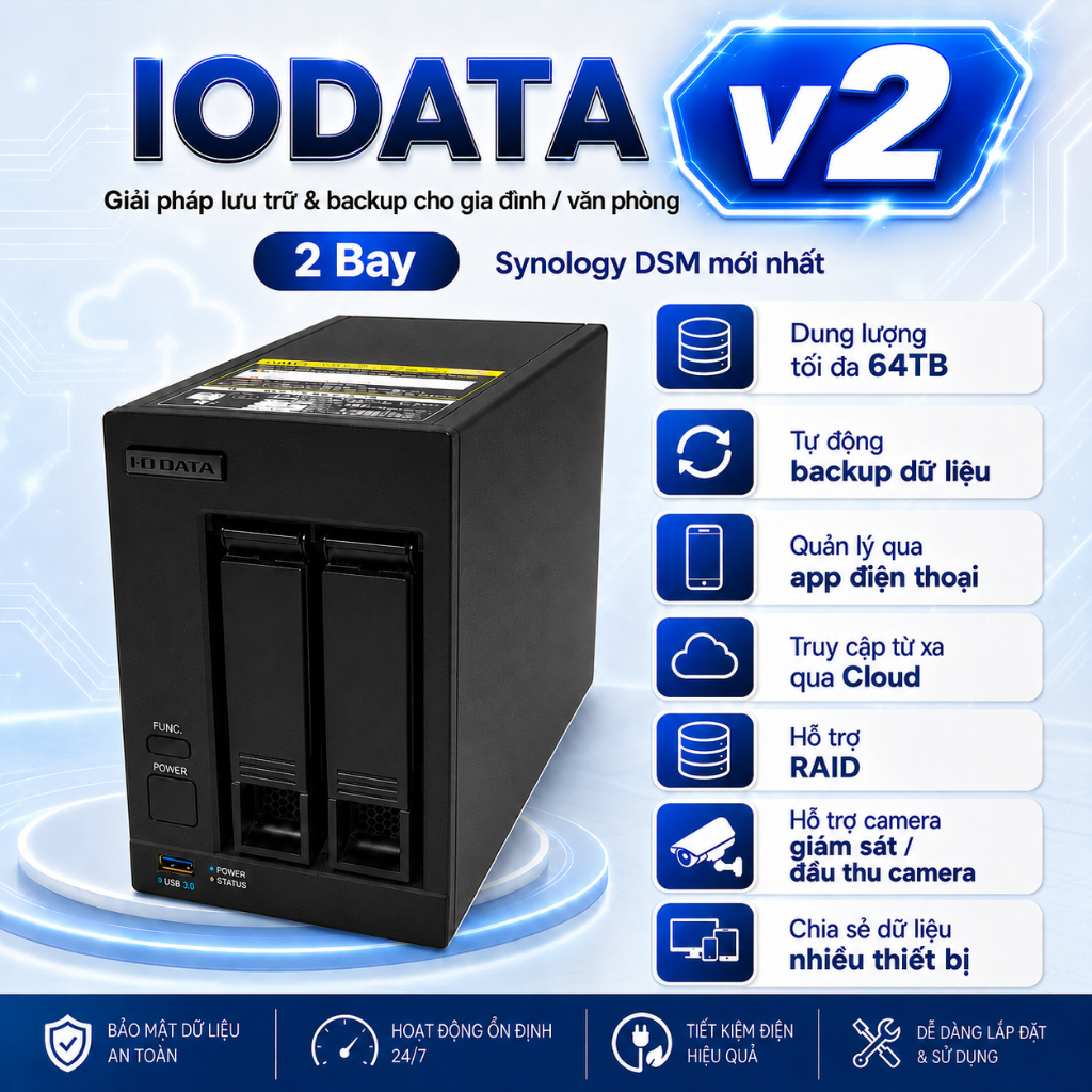 Nas IOData v2 2bay full tính năng