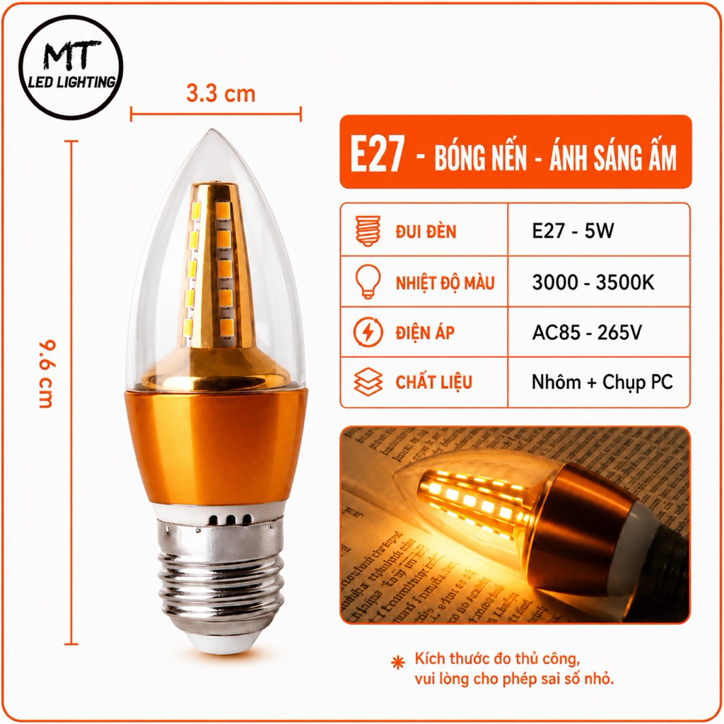 Bóng đèn Led Bắp Ngô 3 Chế Độ 12w E27 E14