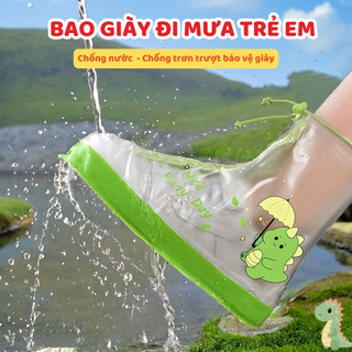 Ủng bọc giày đi mưa cho bé có khóa, chống trơn trượt. Bao giày đi mưa trẻ em dễ thương