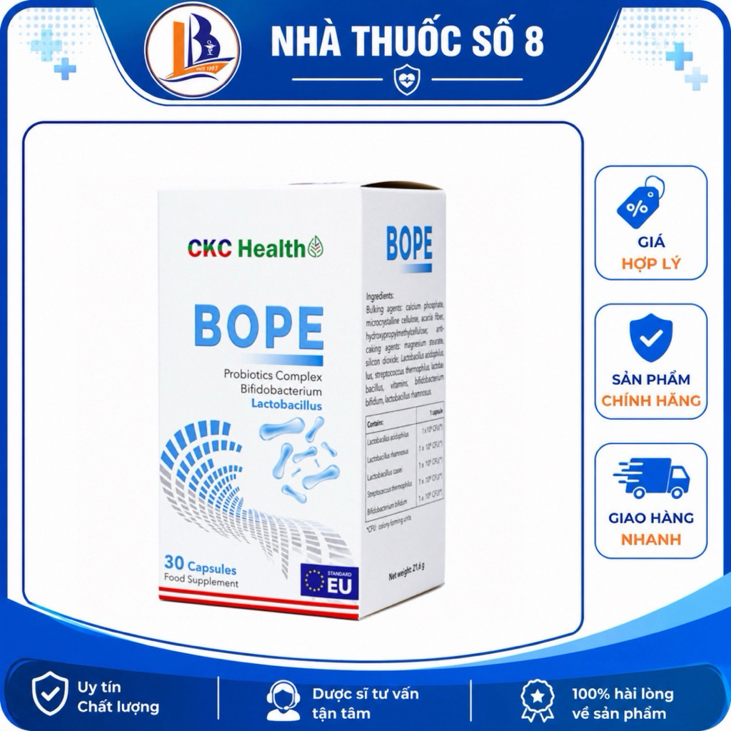 Men vi sinh CKC Health BOPE Bổ sung lợi khuẩn Hỗ trợ tiêu hóa Hộp 30 viên