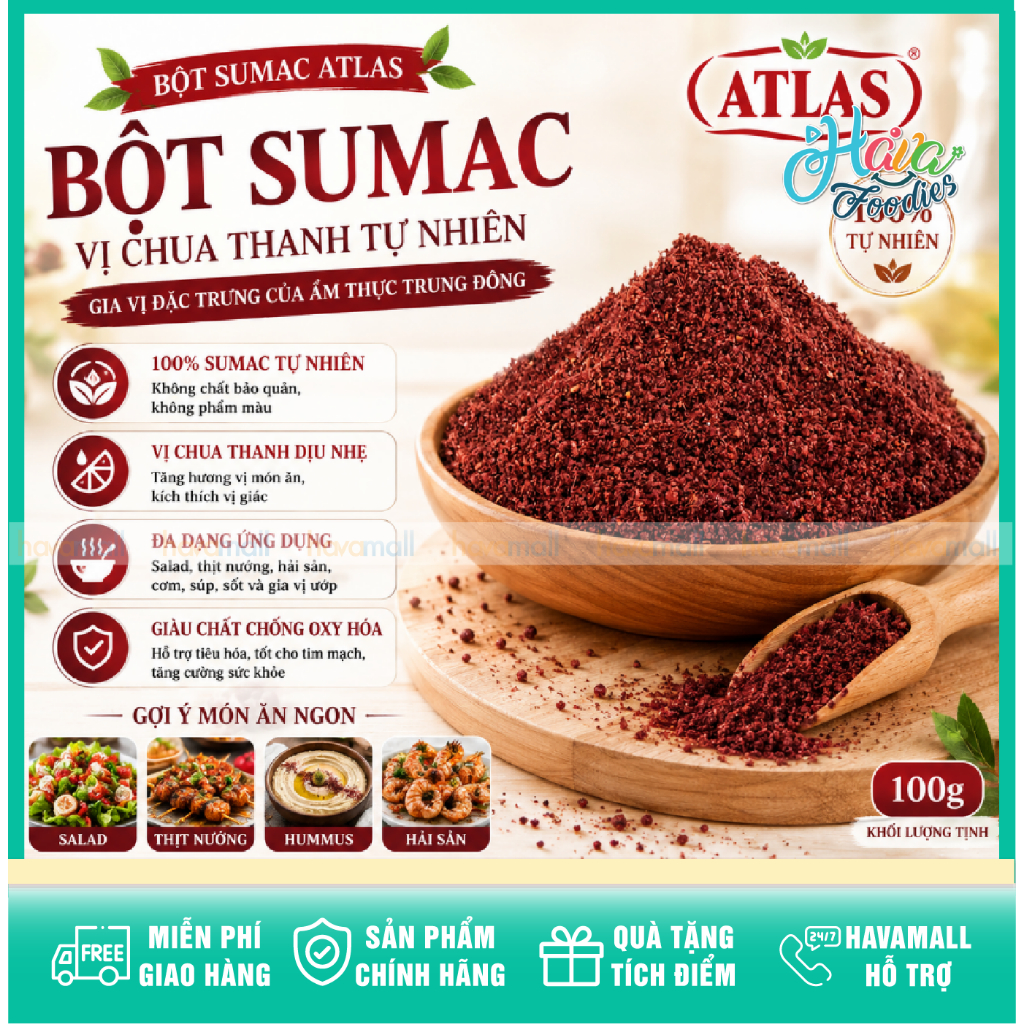 Bột Gia Vị Sumac Cao Cấp Atlas 100g – Atlas Sumac Seasoning Powder