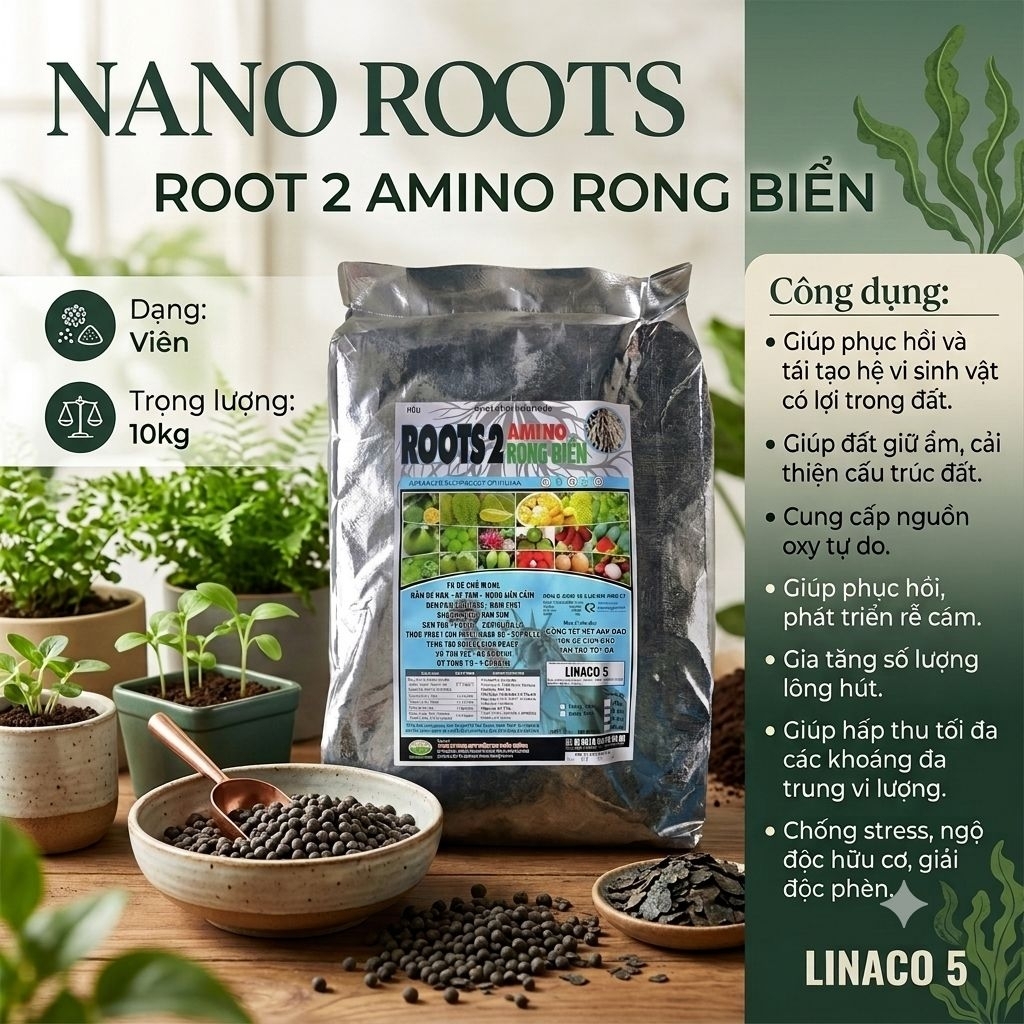 Root 2 USA dạng viên tan nhanh phục hồi cây suy ,tăng PH môi trường đất quy cách bao 10kg