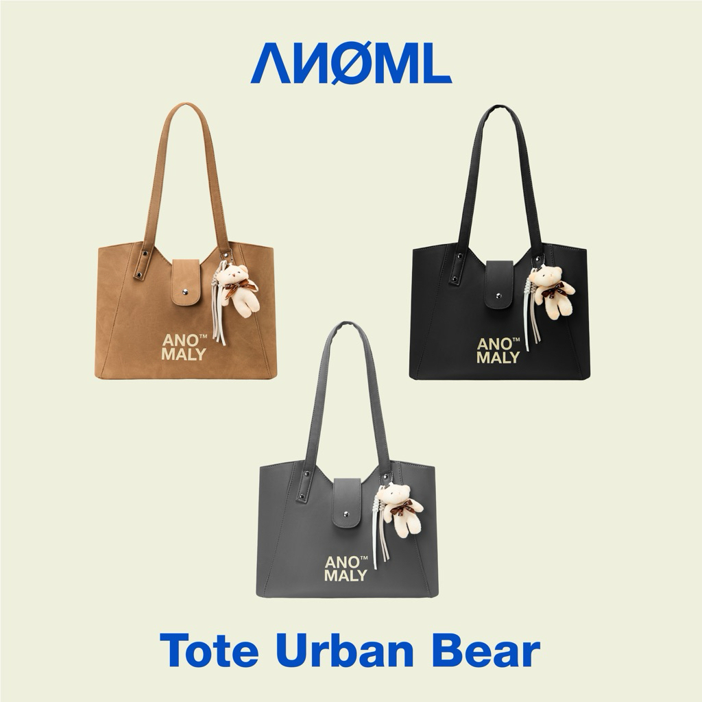 Túi Tote Urban ANOMALY chất liệu da PU, Túi Đeo Vai đựng Ipad, A4, laptop 13inch Tặng charm gấu