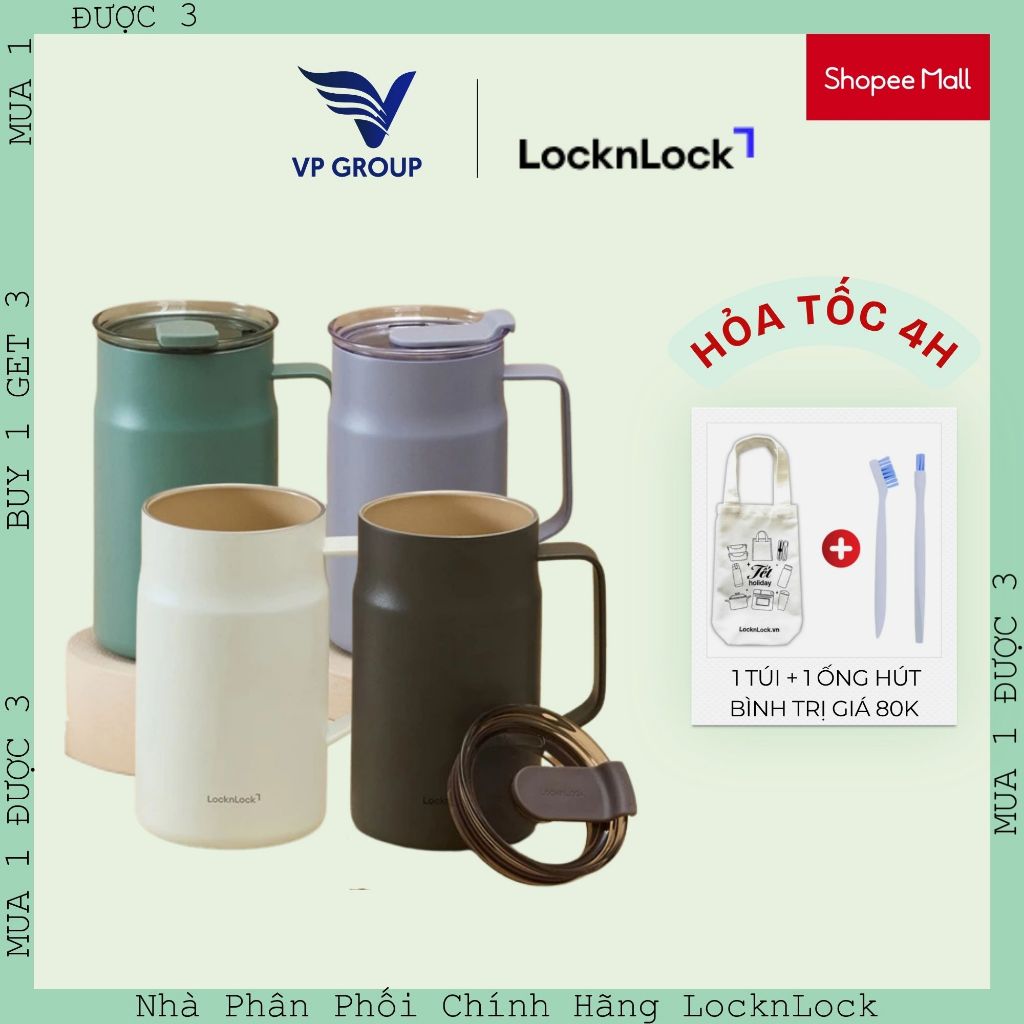 Ca giữ nhiệt LocknLock chính hãng Metro Ceramic Mug LHC4282 (Phủ Sứ) dung tích 600ml