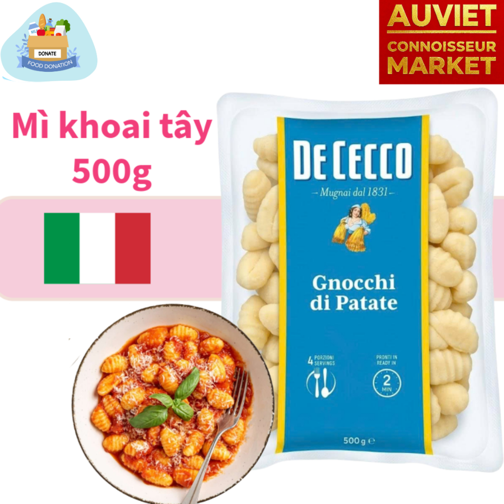 Nui pasta khoai tây Gnocchi De Cecco 500g nhập khẩu Ý Italia mềm dẻo, dai nhẹ, chính hãng cao cấp th