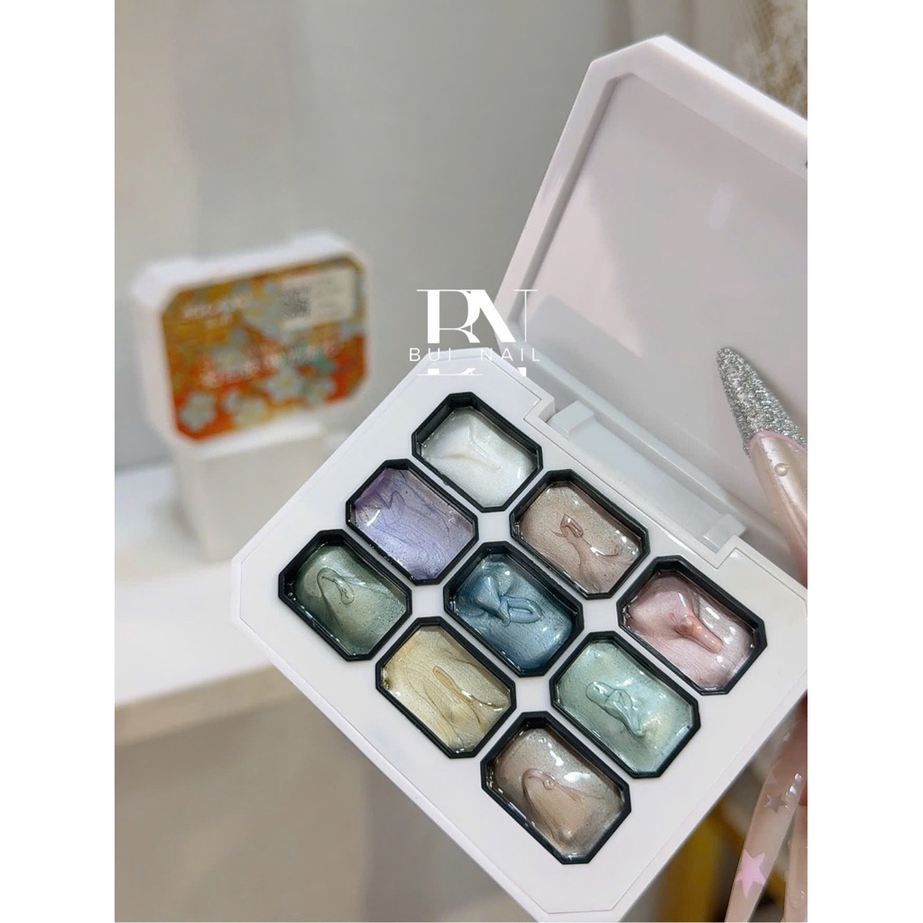 SET GEL DẶM 9 MÀU HUAXI DẶM NHŨ ÁNH TRAI 3IN1