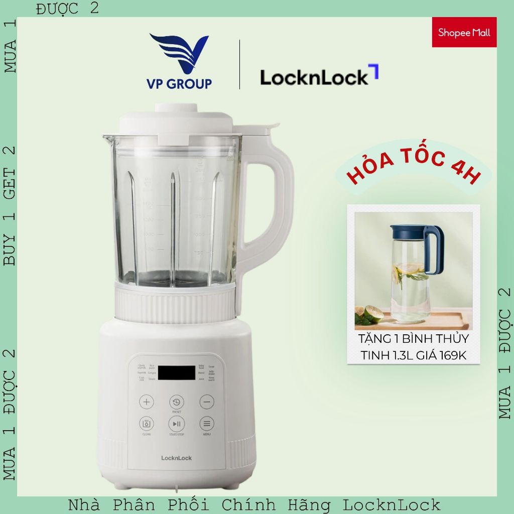 Máy làm sữa hạt đa năng LocknLock Bianco heating blender 1.75L Màu ngà - EJM486IVY
